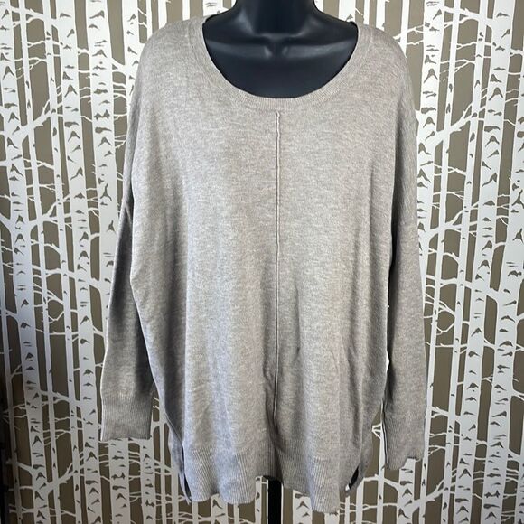 NEW Dreamers Mocha Brown Boxy Fit Dropped Shoulder Split Hemline Sweater sz M - Picture 1 of 15